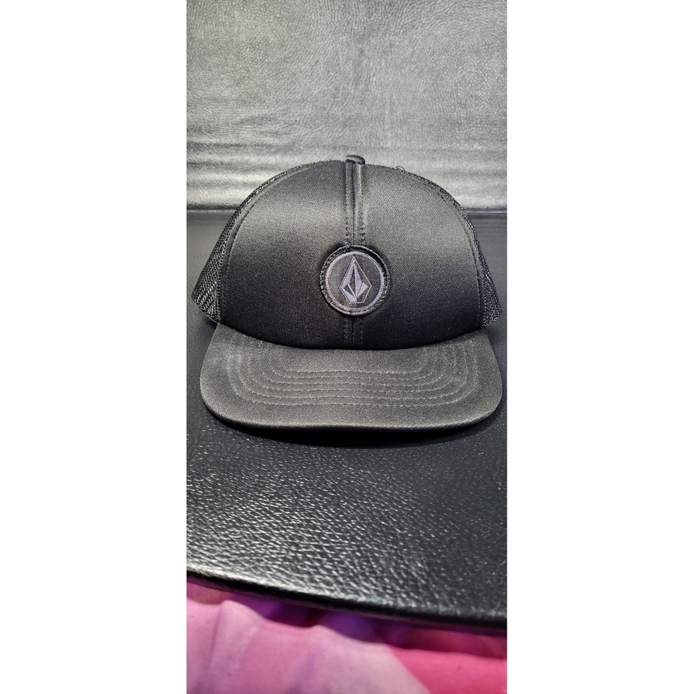 Volcom Stone Patch Snapback Trucker Hat Black One Size Solid 6 Panel